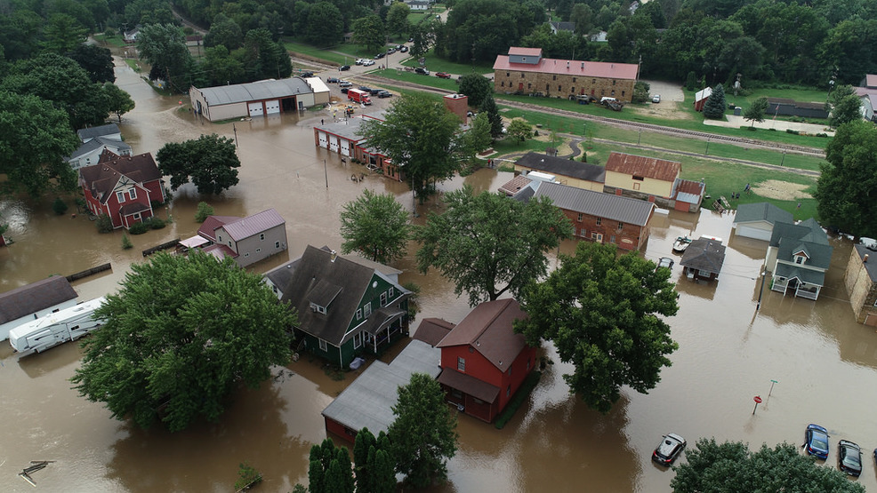 An aerial view of flooding in Mazomanie on August 21, 2018. (Photo courtesy of Wisconsin Air Coordination Group and Wisconsin Drone Network.)