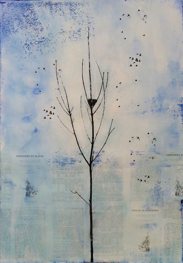 Only Tree, 2019. Unique screen print on glazed BFK paper, 40 x 50 inches.
