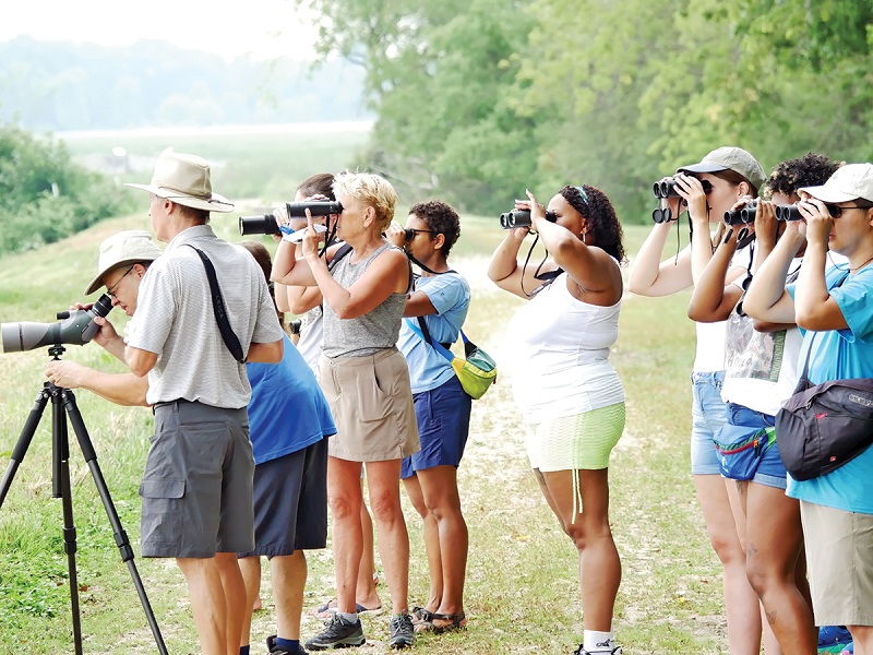 Members of the BIPOC Birding Club of Wisconsin at its first birding event at Nine Springs in Madison, Wisconsin. Photo by Dexter Patterson