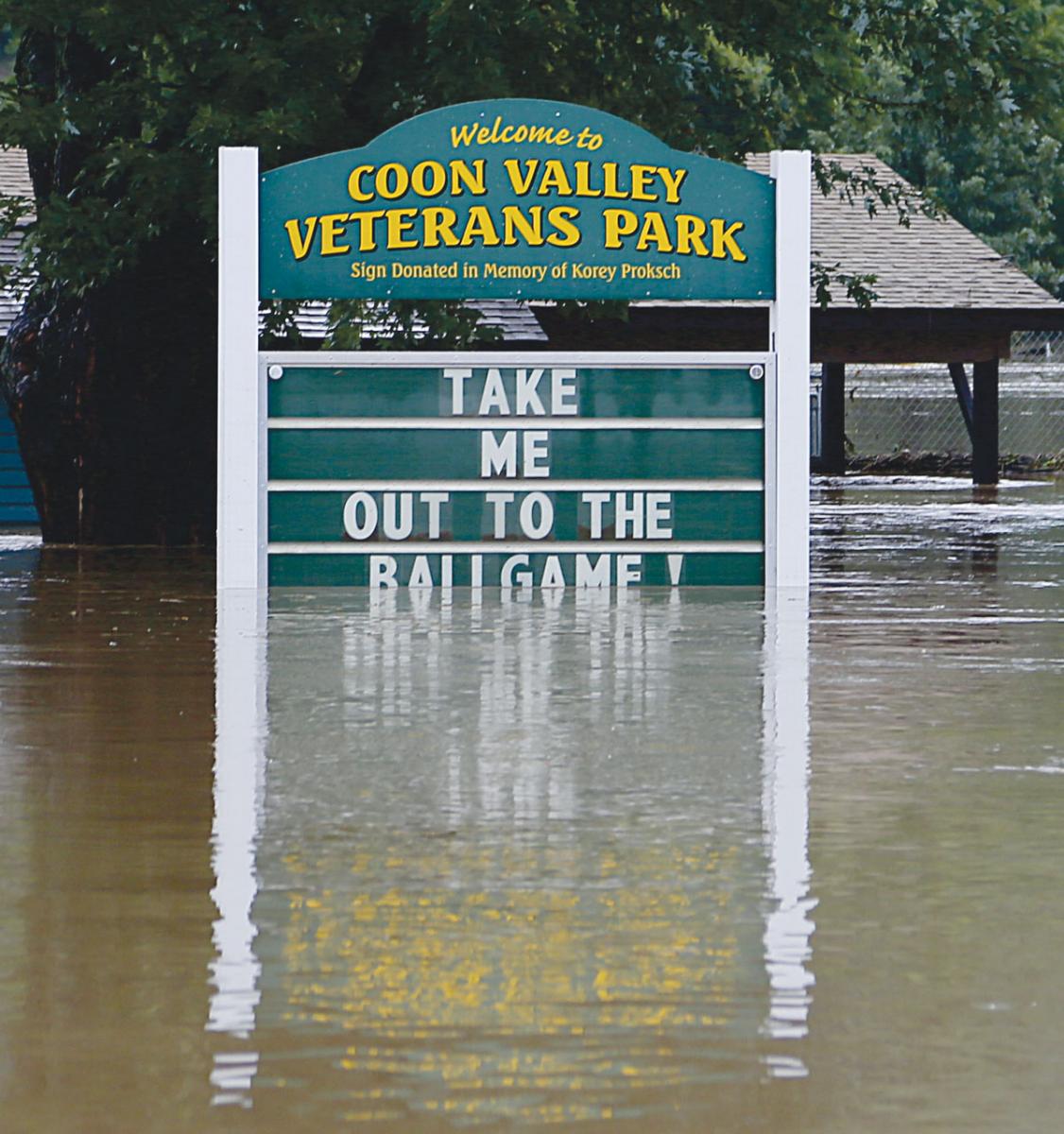 The Coon Valley Village Park was completely submerged by flash flood waters during the flooding of August 27 and 28, 2018. Photo by Jon Lee.