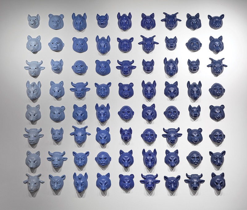 David Harper, A Fear of Unknown Origin, 96” x 108”, Ceramic, glaze, 2012, Collection of the Museum of Wisconsin Art. Photo by Toni Hafkenschied