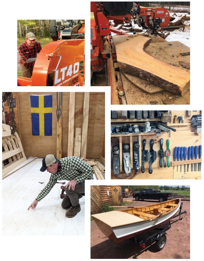 Josh Swan boat building photo collage