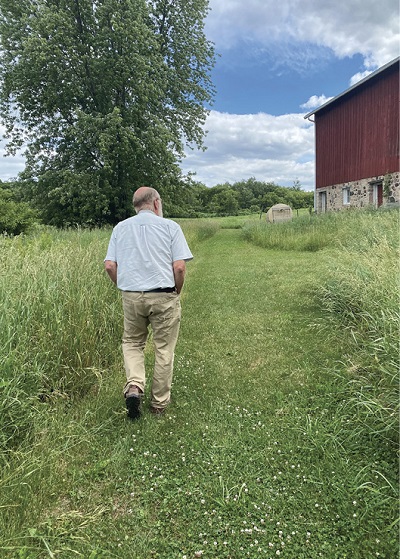 Marlin walking the farmstead.