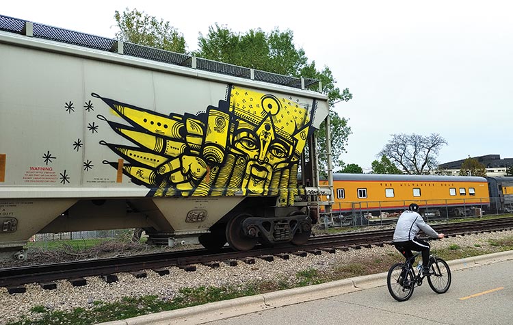 Train car painted by Ras Terms, Madison