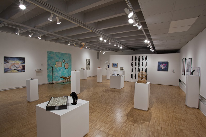 Photograph of the 2018 exhibit, Museum of Natural Inspiration: Artists Explore the Richter Collection, a unique and ambitious collaboration between the Richter Museum of Natural History and the Lawton Gallery, both located on the campus of University of Wisconsin–Green Bay.