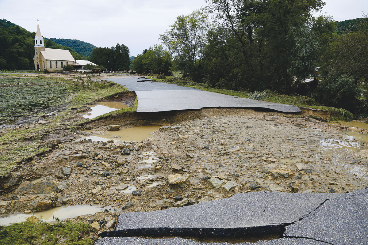 Skogdalen Church Road was badly damaged and impassible for weeks. Photo by Jon Lee.