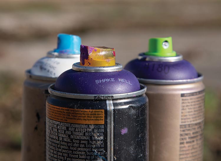 Spray cans close up