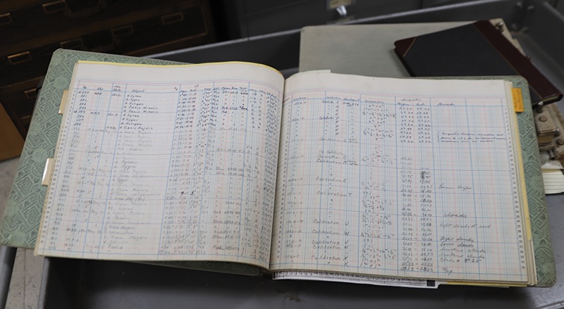 A logbook tracks different celestial bodies, their locations and changes from long ago. A logbook tracks different celestial bodies, their locations and changes from long ago.