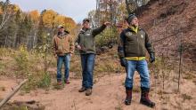 Members of the Lake Superior Climate Champions Program take a field trip to an eroded area in northern Wisconsin. Karina Heim, Lake Superior Reserve