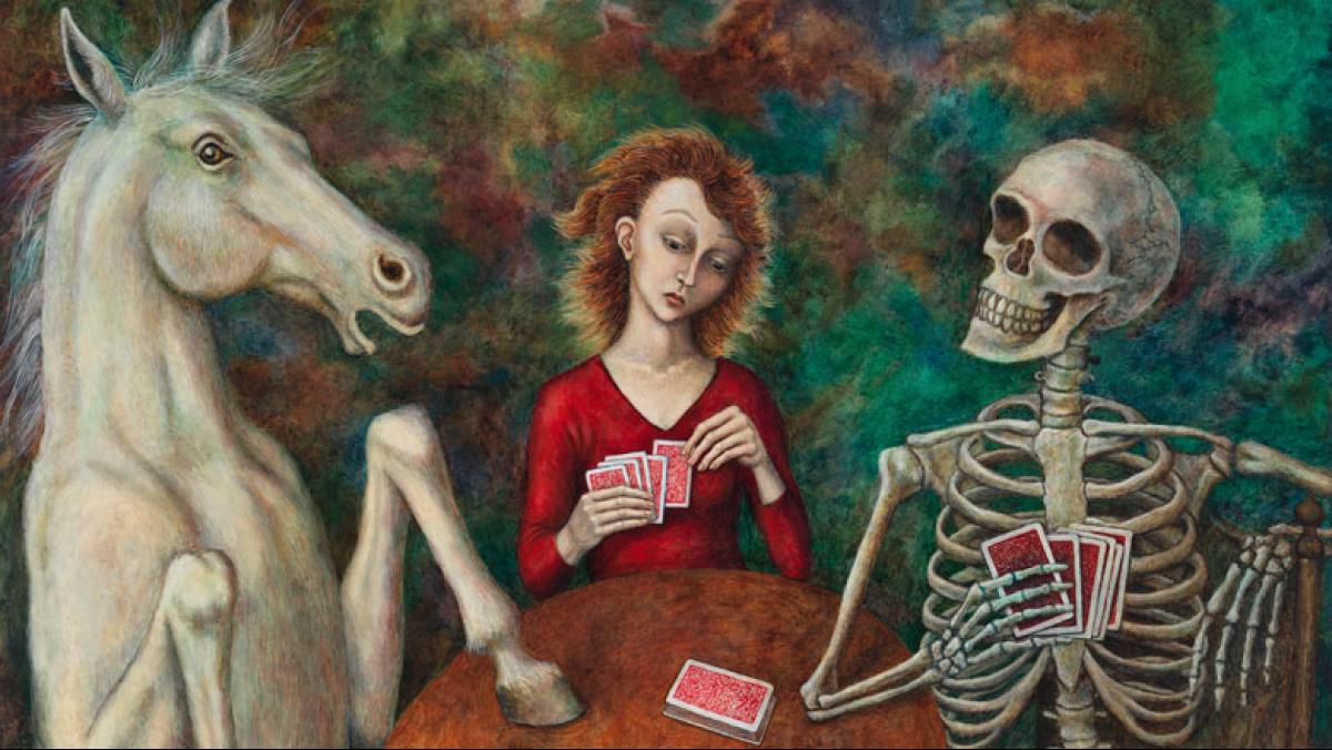 Gina Litherland, A Friendly Game, 2015. Oil on panel, 20 x 24 inches