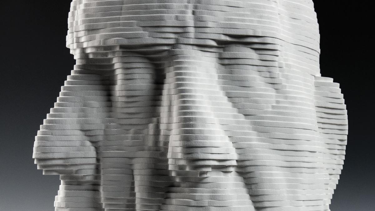 Rob Neilson, Baldy Bain Among the Kye (Robert Lambie 1760-1799), 2016. MDF and milk paint, 24" high. 