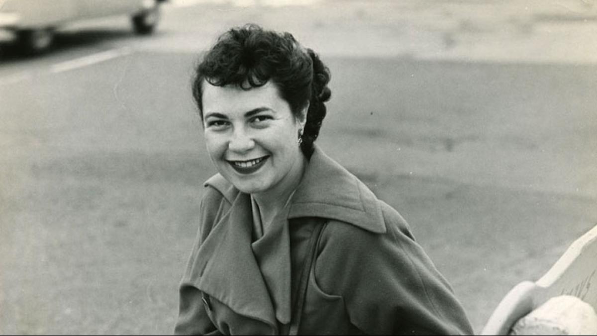 Ida at Burbank Airport, Los Angeles, 1950. Photograph by Simon Nathan.