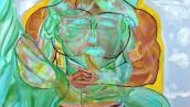 Comfort Wasikhongo,"Jim Jones at the Statue of Liberty," 2012. Oil on canvas, 60 x 72 inches. 