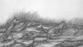 Image of original drawing by artist Lois Peterson, Timbers in the Water
