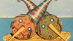 Tom Antell. The Ownership of a Plank. 2022. Acrylic and watercolor pencil on paper. 30 x 22 inches.