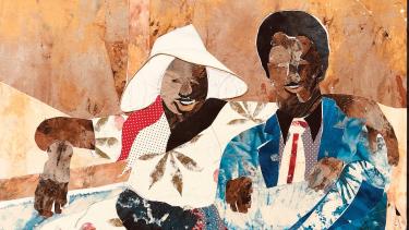 Crop of Jerry Butler, Descendants of the Disenfranchised. Acrylic stained canvas on canvas.