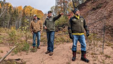 Members of the Lake Superior Climate Champions Program take a field trip to an eroded area in northern Wisconsin. Karina Heim, Lake Superior Reserve