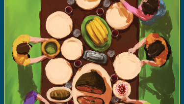 John Mulvihill's "Full House" won Second Place in the 2025 Wisconsin People & Ideas Fiction Contest. Artwork created using Procreate by Emilia Rood, a student at New Glarus High School.