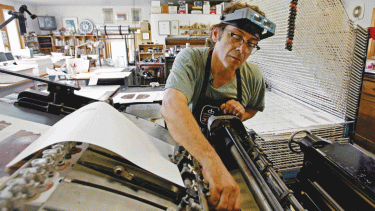 Print and book maker Gaylord Schanilec in his Stockholm, Wisconsin studio.